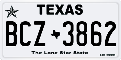 TX license plate BCZ3862