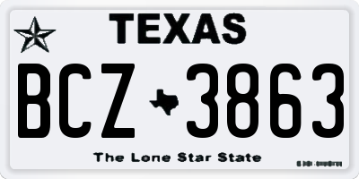 TX license plate BCZ3863