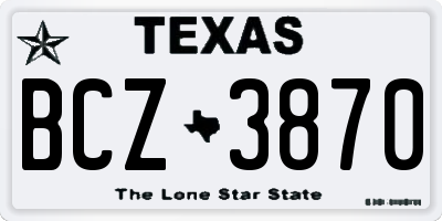 TX license plate BCZ3870