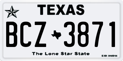 TX license plate BCZ3871