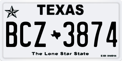 TX license plate BCZ3874