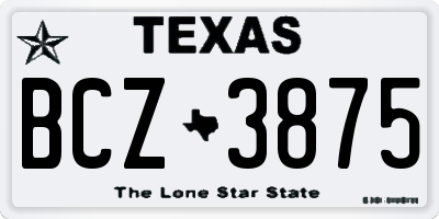 TX license plate BCZ3875