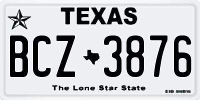 TX license plate BCZ3876