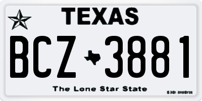 TX license plate BCZ3881