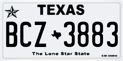 TX license plate BCZ3883