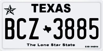 TX license plate BCZ3885