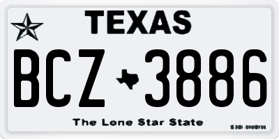 TX license plate BCZ3886