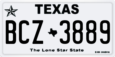 TX license plate BCZ3889