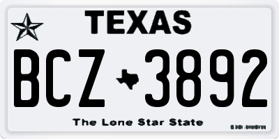 TX license plate BCZ3892