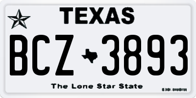 TX license plate BCZ3893