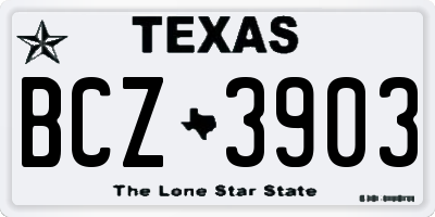 TX license plate BCZ3903