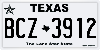 TX license plate BCZ3912
