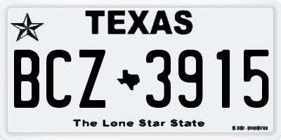 TX license plate BCZ3915