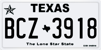 TX license plate BCZ3918