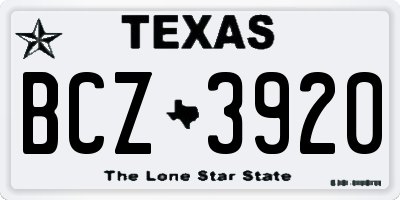 TX license plate BCZ3920
