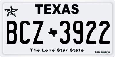 TX license plate BCZ3922