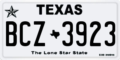 TX license plate BCZ3923