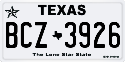 TX license plate BCZ3926