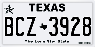 TX license plate BCZ3928