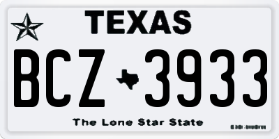 TX license plate BCZ3933