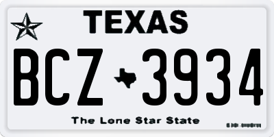TX license plate BCZ3934