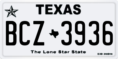 TX license plate BCZ3936