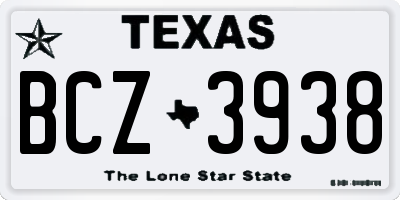 TX license plate BCZ3938