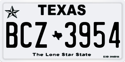 TX license plate BCZ3954