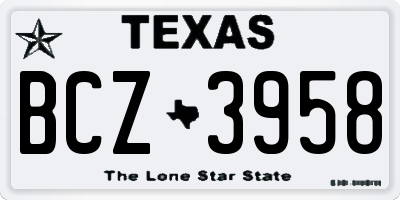 TX license plate BCZ3958