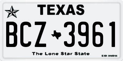 TX license plate BCZ3961