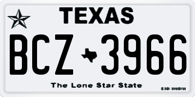 TX license plate BCZ3966