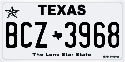 TX license plate BCZ3968