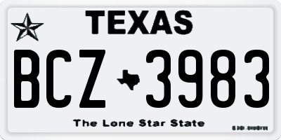 TX license plate BCZ3983