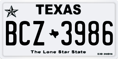TX license plate BCZ3986