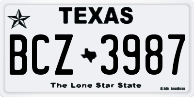 TX license plate BCZ3987