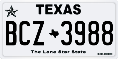 TX license plate BCZ3988