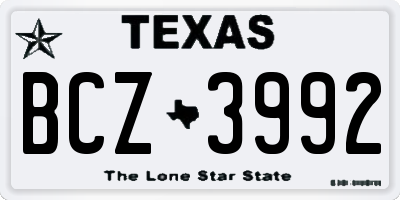 TX license plate BCZ3992