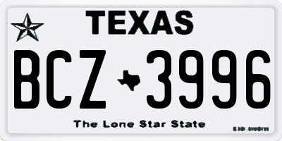 TX license plate BCZ3996
