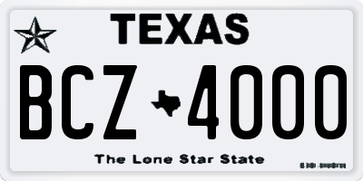 TX license plate BCZ4000