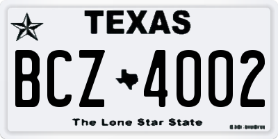 TX license plate BCZ4002