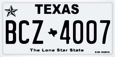 TX license plate BCZ4007