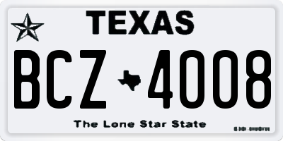 TX license plate BCZ4008