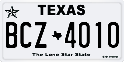 TX license plate BCZ4010