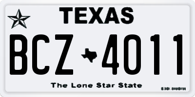 TX license plate BCZ4011