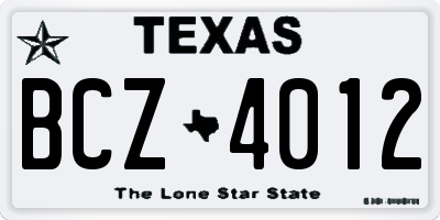 TX license plate BCZ4012