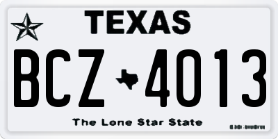 TX license plate BCZ4013