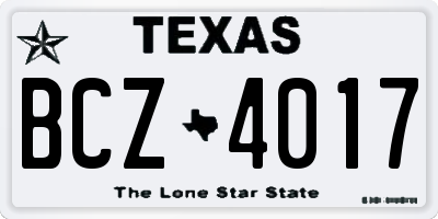 TX license plate BCZ4017