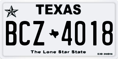 TX license plate BCZ4018