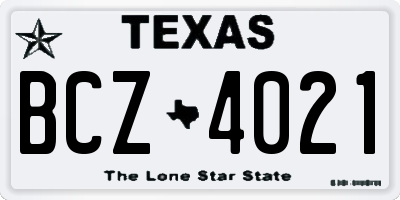 TX license plate BCZ4021