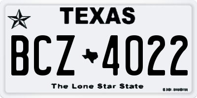 TX license plate BCZ4022